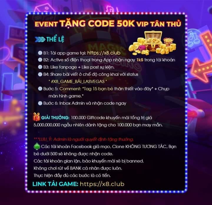 giftcode cổng game x8